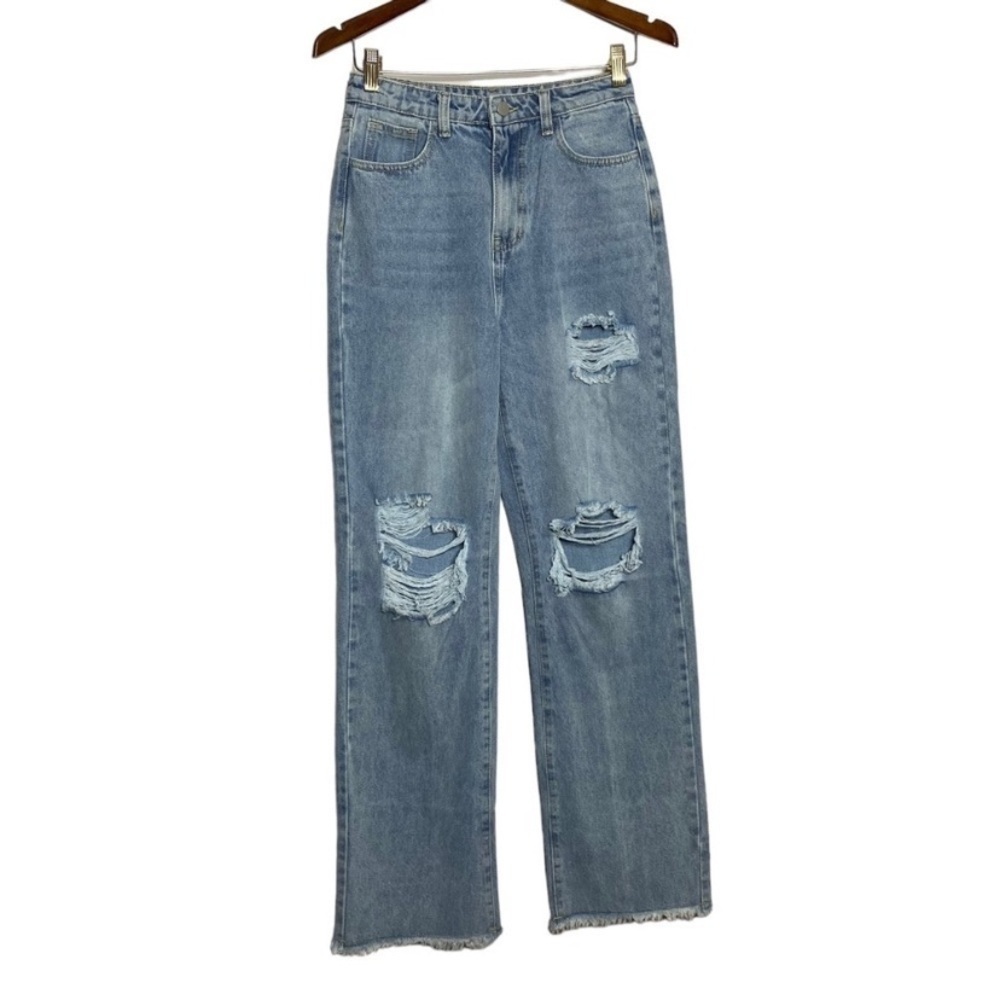 Shein High-Waisted Distressed Jeans - Size S (EU 36)